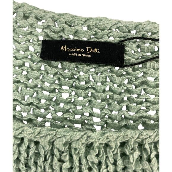 Massimo Dutti Womens Sweater Size S Green Boat Neck Open Knit 5614/608 NWOT - Picture 6 of 12